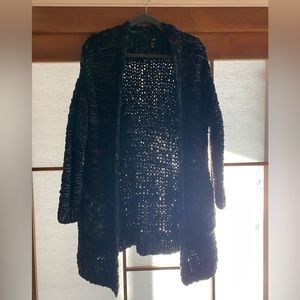 H&M knit sweater. Mid length. Black and grey/khaki green.